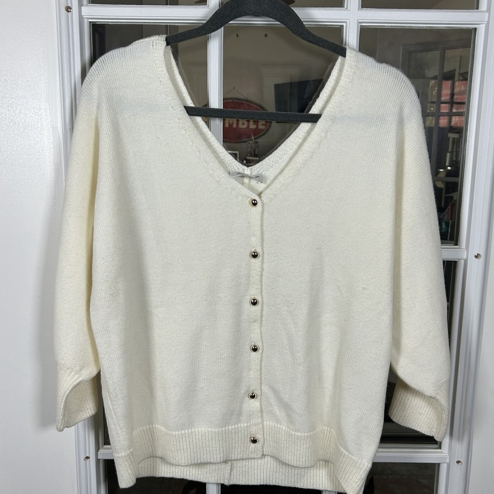 Another Love Ivory Cardigan Quiet Luxury Minimalist Old Money Size L